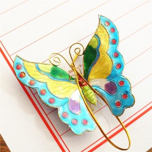 Handmade Cloisonne Enamel Fancy Butterfly Pendant Keychains Insect Ornaments Key Holder Charms Christmas Tree Hanging Decor Gift
