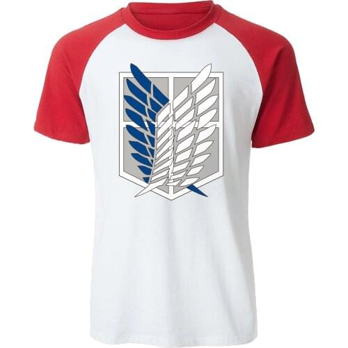 Wings Of Freedom Mikasa T-shirts Mens Japanese Anime Tshirt Men Raglan Short Sleeve Summer Tees Tops Attack on Titan Man T shirt