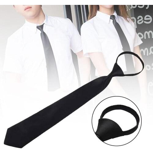 3Pcs Doorman Steward Men Women Lazy Zipper Necktie Funeral Clothing Accessories Men Necktie Skinny Tie Black Party Dress Necktie