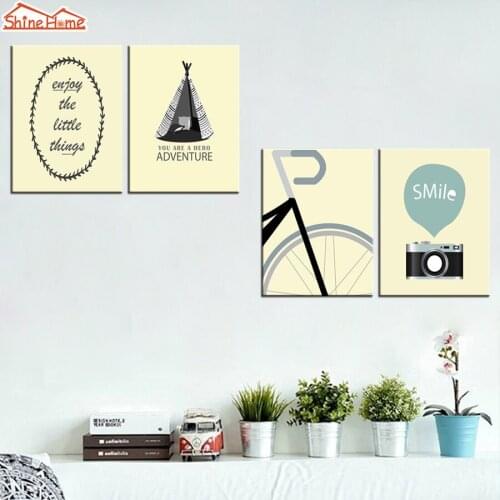 ShineHome-4pcs Wall Art Canvas Prints Nordic Style Paintings Modular Abstract Simplie Pictures Decoration for Kids Living Room