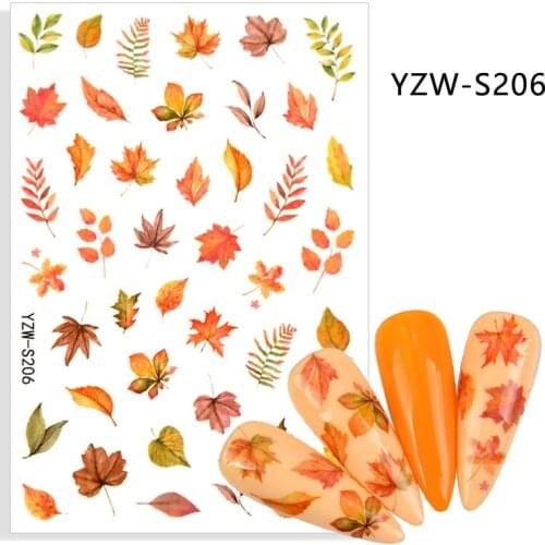 Maple Leaf Olive adhesive 3d nail sticker foil nails art decoration cute cartoon designs nail decals manicure supplies tool