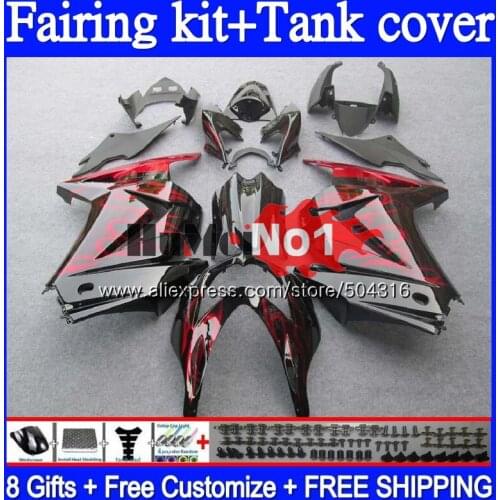 Kit For KAWASAKI EX250 ZX250 R 2008 2009 2010 2011 2012 Red flames 94MC.28 EX250R ZX EX 250 250R ZX250R 08 09 10 11 12 Fairing