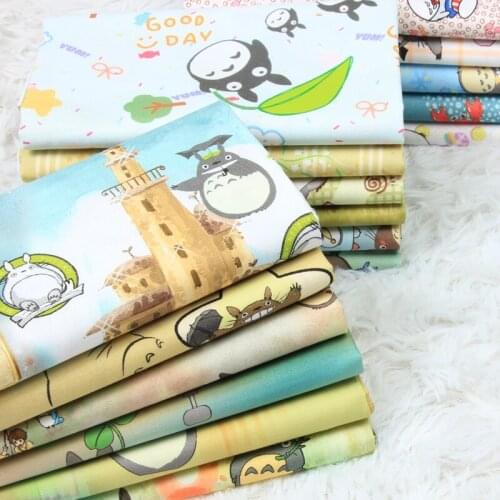 Cartoon Totoro Cats and Friends 100% Cotton Fabric for Boy Clothes Bedding Set Hometextile Cushion Cover Backpack DIY