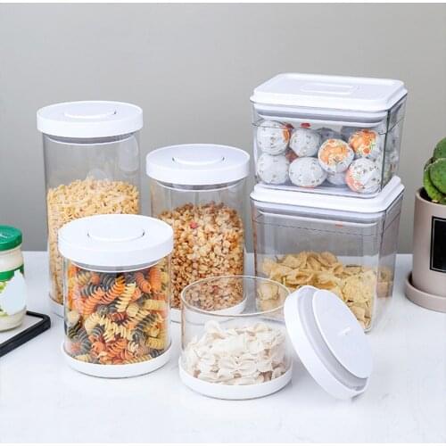 Kitchen Transparent Storage Box Plastic Sealed Rice Grain Container Snack Food Milk Powder Storage Cans Home Kitchen Organizer