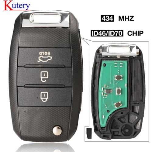 Kutery 3 Button Remote Flip Car Key 433MHZ ID46 ID70 Chip For Kia K5 Sorento Sportage 2013 2014 2015 Keyless Fob