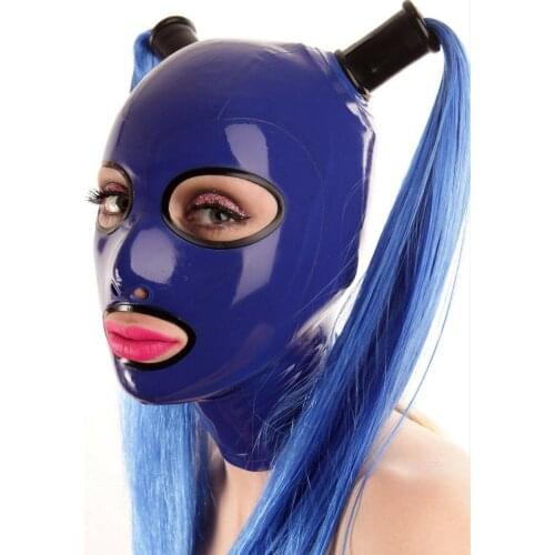 Latex Rubber Mask Hood Gummi 0.4mm with Tails for Catsuit Unisex Party Wear bdsm mask bdsm sex fetish men bdsm hood fetish
