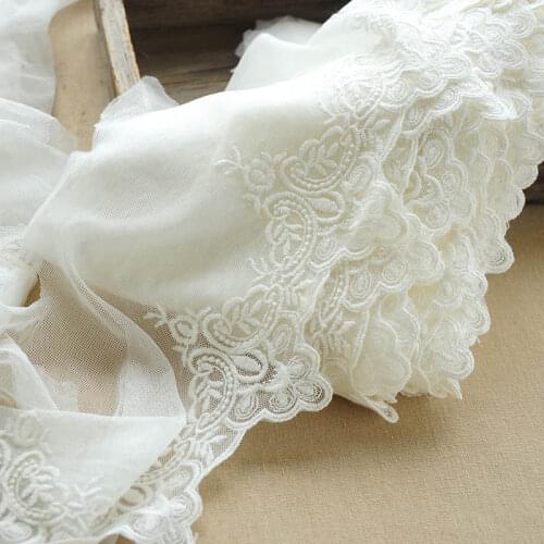 5Meters 16cm Width Apparel Accessories White Lace Fabric Cotton Trim Ribbon Sewing Applique Underwear Garment Clothes
