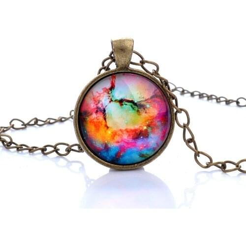 Lureme Simple Style Dreamlike Star Sky Time Gem Bronze Chain Pendant Necklace for Women 2015 Hot Sale Bijoux Femme