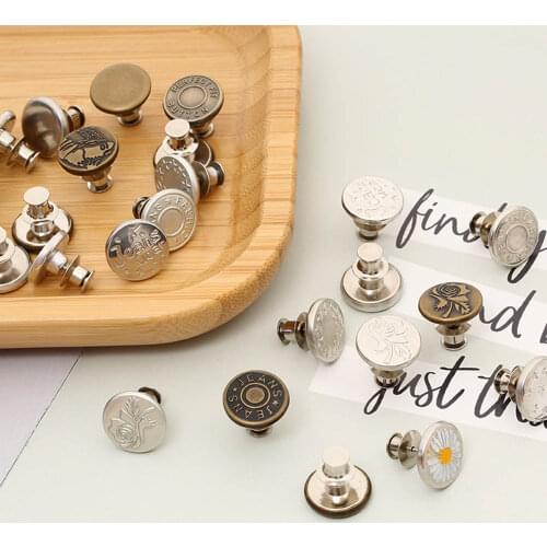 5pcs Metal Jeans Button Fastener Free-sewing Free-nail Adjust Increase Reduce Waist Detachable Buttons For Pants Clothes
