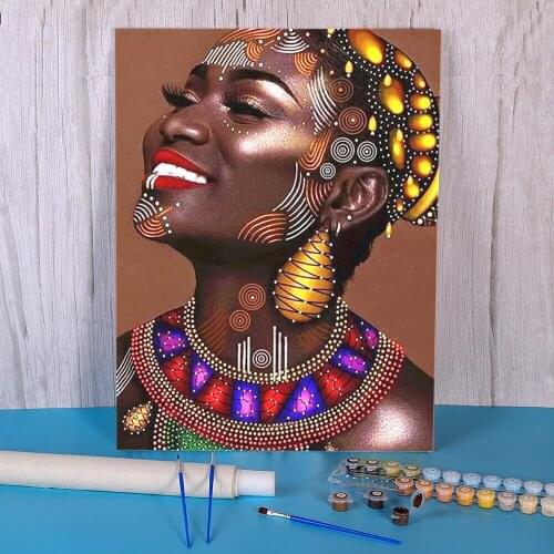 African Woman DIY Painting By Numbers Kit Oil Paints 40*50 Boards By Numbers Paintings For Adults Wholesale Handiwork