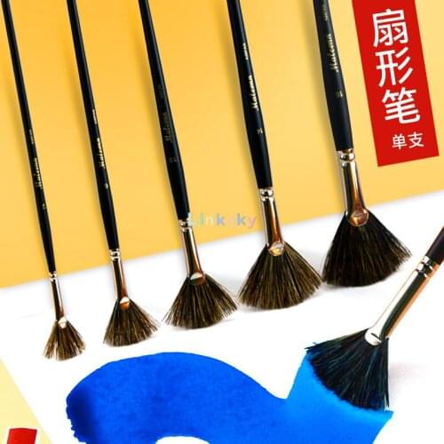 MALEONN 426 Fan Brush Set- Hog Bristle Natural Hair- Artist Soft Anti-Shedding Paint Brushes for Acrylic Watercolor Oil Painting