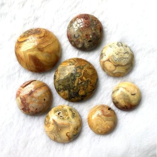 Wholesale 4pcs 100% Natural Crazy Agates Cream Stone Bead Cabochon 20mm 25mm 30mm Round Gem stone Bead Pendant, Ring Face