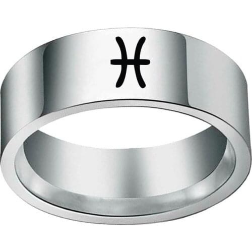 Twelve constellation rings couple stainless steel male and female ring ring wide index finger tail ring