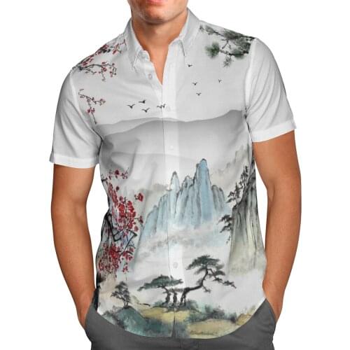Natural Scenery 3D Beach Hawaii Summer 2021 Shirt Short Sleeve Shirt Streetwear Oversized 5XL Camisas De Hombre Blusa Masculina