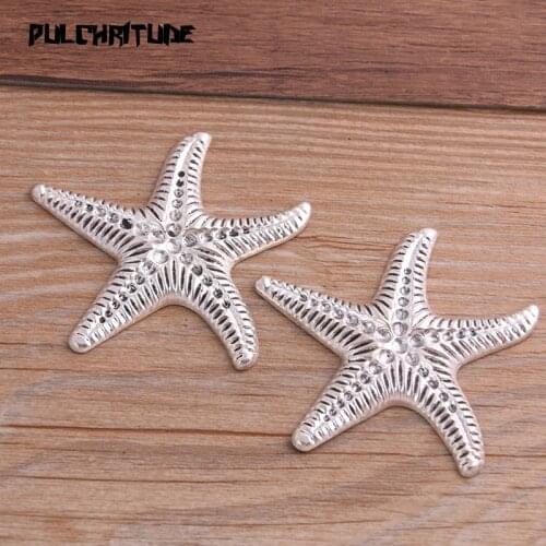 PULCHRITUDE 3PCS 51*55mm Antique Silver Color Metal Zinc Alloy Big Animals Starfish Charms Fit Jewelry Pendant Charms Makings