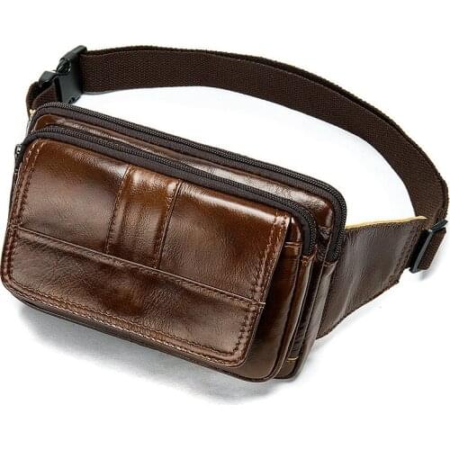 Mens Waist Bag Leather Male Fanny Pack Mens Belt Bag for Man Belt Pouch Phone Hip Bum Bags Belts Travel Waist Packs