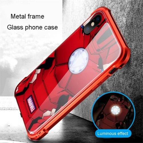 Shockproof for iphone X XS XS MAX case metal frame +Tempered Glass case magnet Luminous phone case for iphone 7 8 plus cover