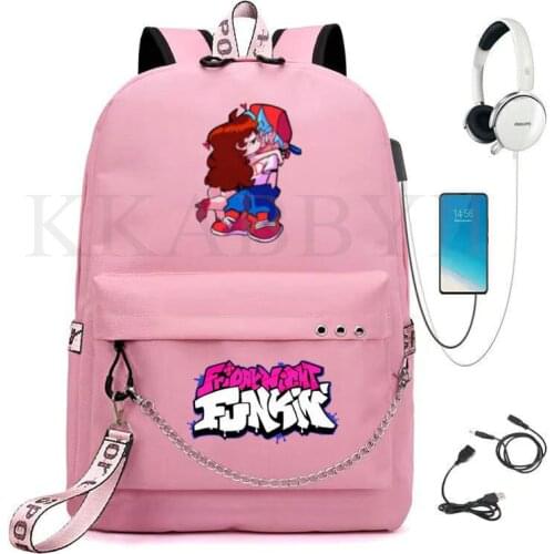 Friday Night Funkin Usb Charging Backpacks Mochila Cute Backpacks Back To School Bookbag 16 Inch Waterproof Teenager School Bags