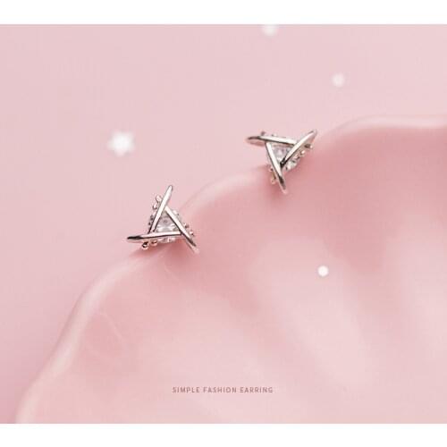 Modian Sparkling AAA Zircon Triangle Sterling Sliver 925 Stud Earring for Women Trendy Anti-Allergy Ear Pin Fine Jewelry Gift