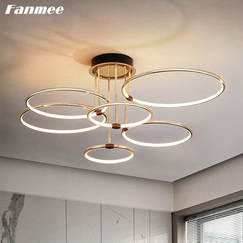 Modern Circular Ceiling Chandelier Luxury Gold Aluminum Alloy Ceiling Lamp LED Changeable Living Room Decoration Light Fixture
