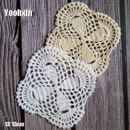 Modern cotton placemat cup coaster mug kitchen Christmas table place mat cloth lace Crochet tea coffee doily New Year pot pad