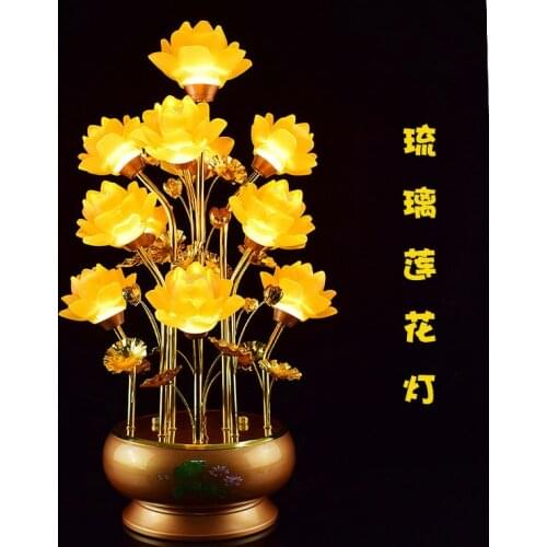 Buddha lamp glass lamp bonsai lotus lamp led long light Buddha lamp seven star lamp Buddha lamp seven grade lotus lamp