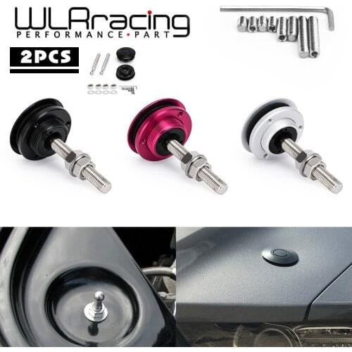 Universal 2.4" 62mm 4 Colors Push Button Billet Hood Pins Lock Clip Kit Universal Lock Clip Kit Quick Alloy Latch WLR-HP31