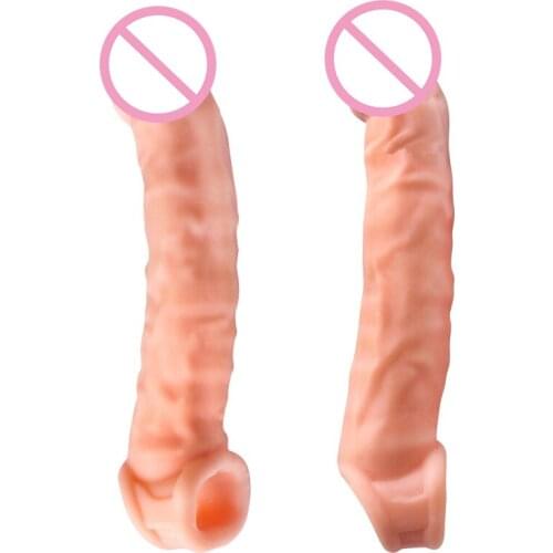 Man Nuo Reusable Penis Enlargement Extension Condoms Huge Cock Sleeve Realistic Silicone Dildo Set Adult Sex Toys for Men New