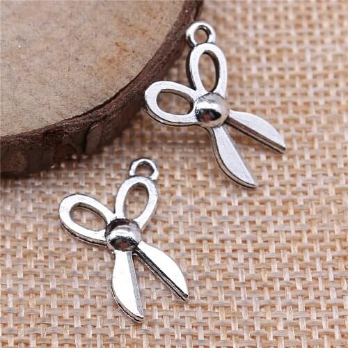 WYSIWYG 10pcs 20x14mm Antique Silver Color Scissors Charms Scissors Charm Small Scissor Tibetan Charm For Jewelry Making