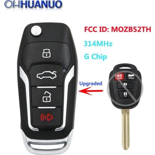 Replacemen New Upgraded Flip Remote Car Key Fob 314MHz G Chip for 2014-2016 Scion tC iQ / for Toyota Yaris FCC ID: MOZB52TH