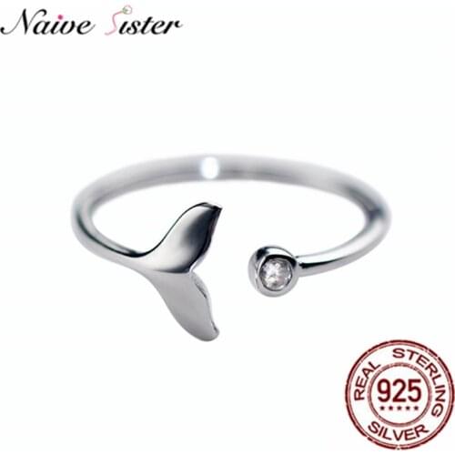 Cute Smooth Female Mermaid Tail Open Ring Size Adjustable Jewelry Promise Engagement Wedding Band For Women