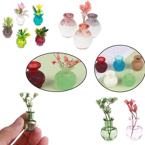 1/12 Dollhouse Furniture Miniatures Blue Glass Jug Glass Pot Vase 1/12 Scale Doll House Living Room Decoration