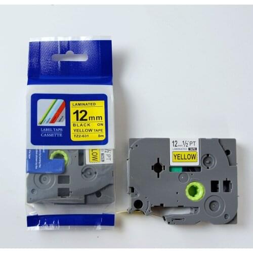 1 pcs Tze631 Tze-631 Tze 631 12mm Tze Tz Tape Compatible Brother Ptouch Cartridge Label Maker Tape Tz631 Tz-631 Black on Yellow