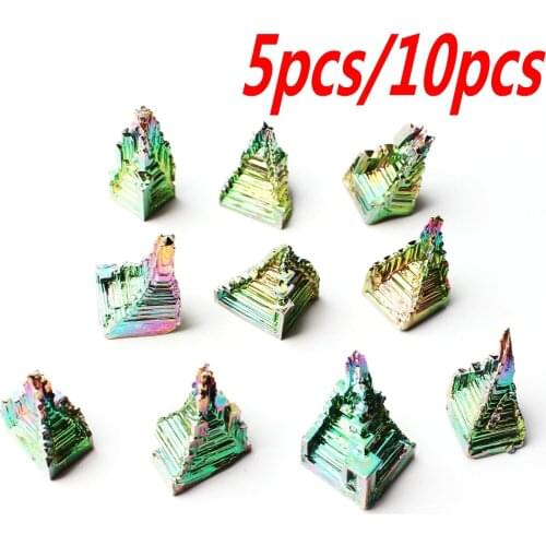 5Pcs/10pcs Rainbow Bismuth Crystal Metal Mineral Specimen Colorful Cluster MINI Hand Home Decor