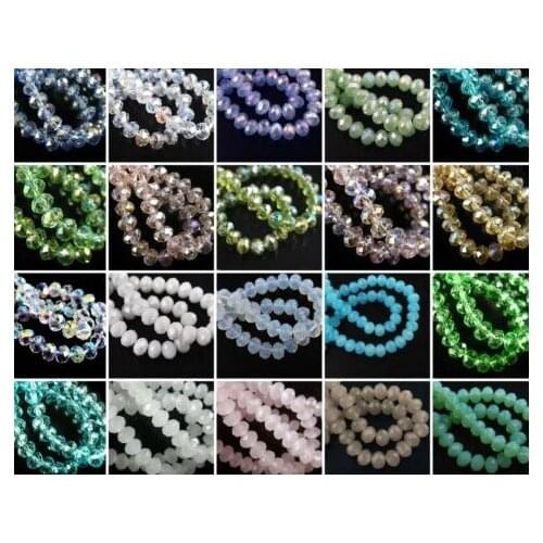 8mm 200pcs/lot white p2564 multicolor Mixed black Glass Faceted Rondelle Beads spacer bead bracelet DIY Jewelry crystal