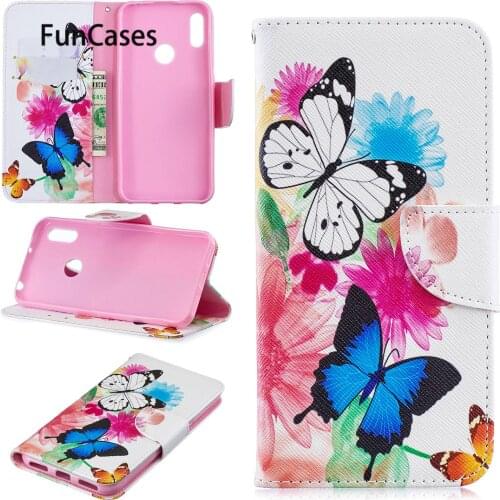 Abstract PU Leather Phone Case For para Huawei Y6 2019 Protector Fundas Movil sFor Huawei estojo Honor 8A Play Book Phone Cases