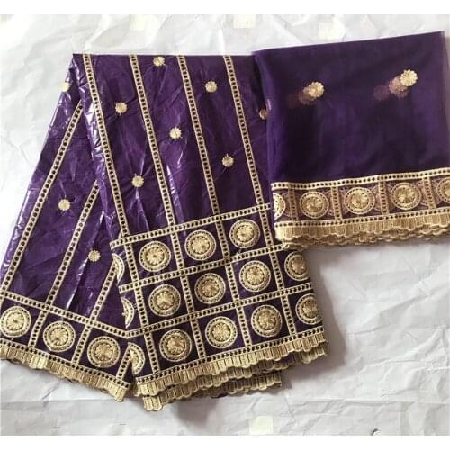 African basin riche brocade 2019 high quality lace cotton bazin riche fabric with nigerian lace fabric 5+2yards/lot KY-31