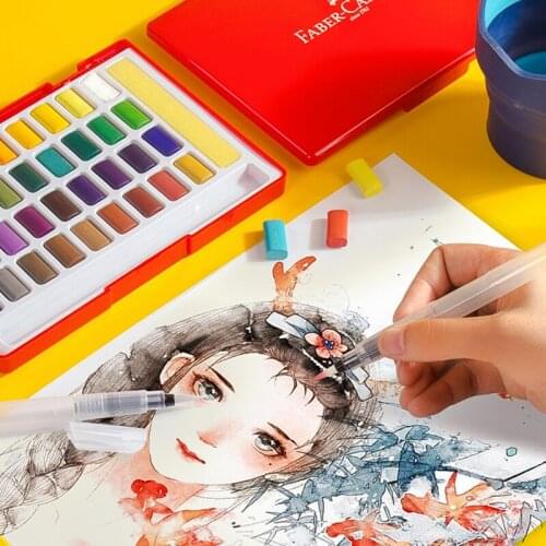 FABER CASTELL Art Solid Watercolor Pigment 24/36/48 Colors Removable Watercolor Paint for Watercolor Drawing Beginners Supplies