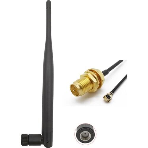 ALLISHOP 2.4 GHz 5dBi Antenna wifi RP-SMA Male For PCI cctv USB Wireless Router + RP SMA female to ufl./ IPX 1.13 Pigtail Cable