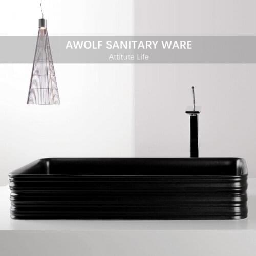 Art Bathroom Sinks Modern Ceramic Vessel Washing Bowl Designer Basin Black White Lavatory Sink With Drain Soft Hose AM939