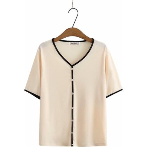 Pit striped ice silk inlaid edging short sleeves women t shirts 2021 summer plus size ladies tee shirts V-Neck tshirt female