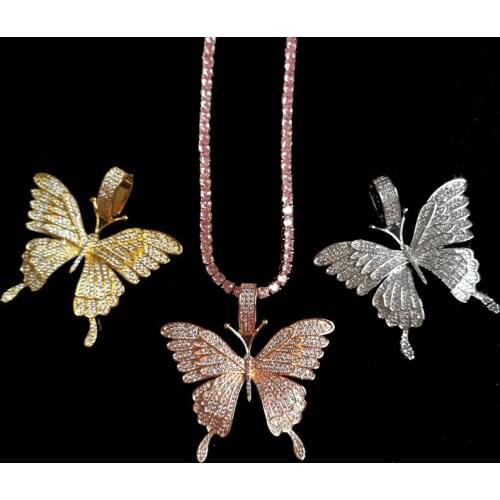 Big Butterfly Pendant Necklace Zircon Tennis Chain for Women Bling Tennis Chain Zircon Choker Necklace Jewelry