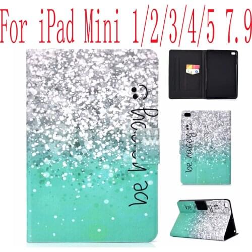 For Ipad Mini 5 Case Leather Stand Magentic Bling Smart Case for Ipad Mini 1 2 3 4 Tablet Book Case Card Pocket Auto Sleep Wake