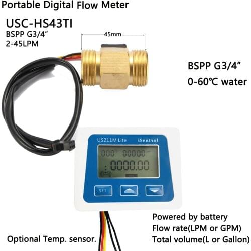 Digital Flow Meter US211M Lite & USC-HS43TI 2-45L/min 5V Flow Effect Water Sensor NO Temperature Sensor Isentrol Zhongjiang Sea