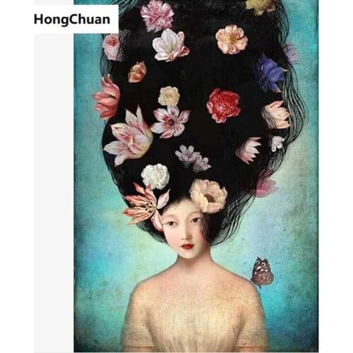 Flower Girl 5D DIY Square/Round Diamond Painting Cross Stitch Needlework Home Decoration Mural Mosaic Diamond Embroidery