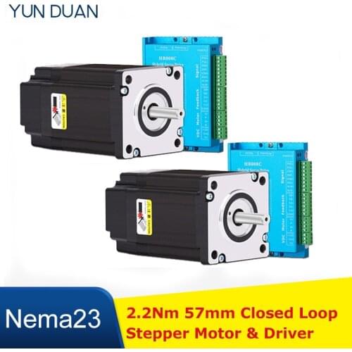 2pcs Nema23 2.2Nm 57MM DC DSP 2PH 1000rpm Hybird Closed Loop Stepper Motor Driver 3m cables Kit 1000line Encoder Easy Servo