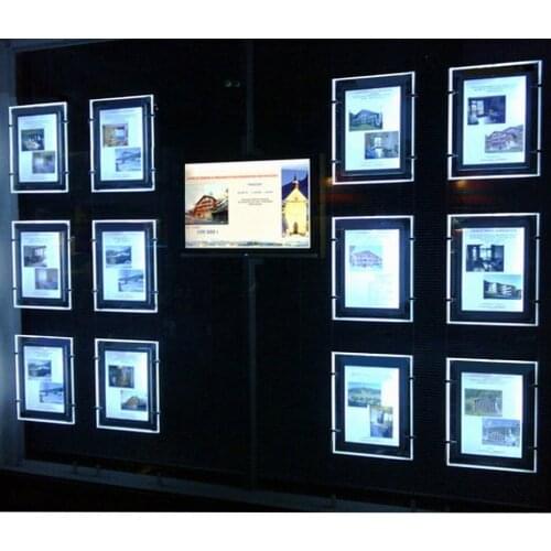 A3 double sided LED Estate agency window display slim led edge-lit acrylic LGP light box