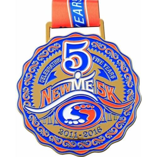 Factory custom marathon medal with ribbons cheap OEM metal medal new running medals