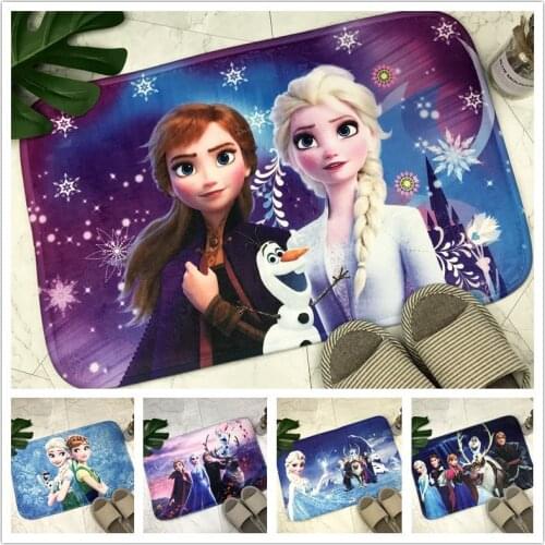 Frozen Elsa Anna Flannel Bath Mat Bath Rug Absorbent Soft Bathroom Rugs Carpet for Shower Tub Bedroom Entry Machine Washable
