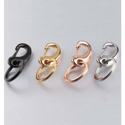 Jaymaxi Stainless Steel Key Chain Ring Button Lobster Clasp Key Ring DIY Jewelry Accessories 10pcs/lot